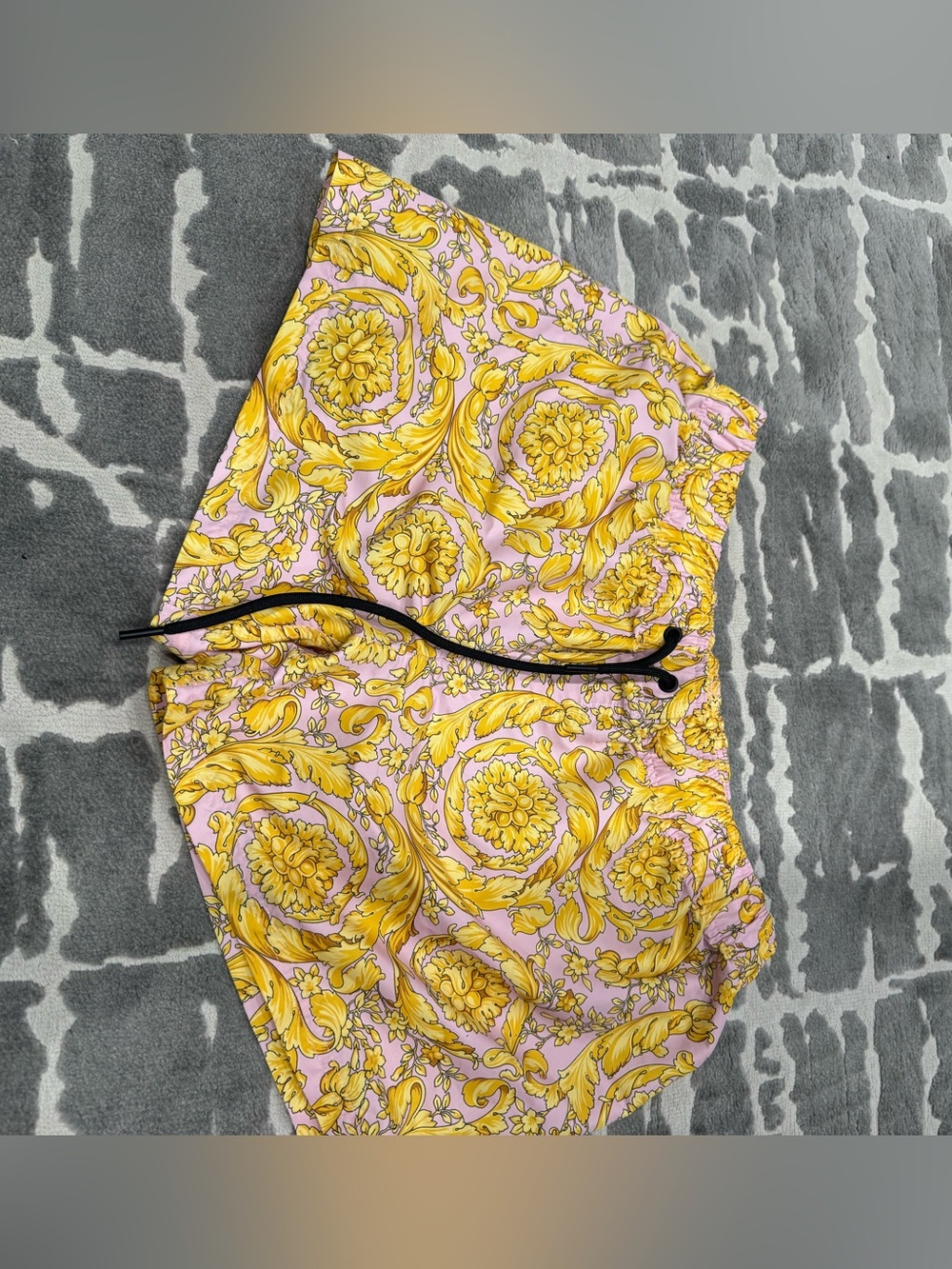 Versace Yellow Floral Baroque Print Shorts